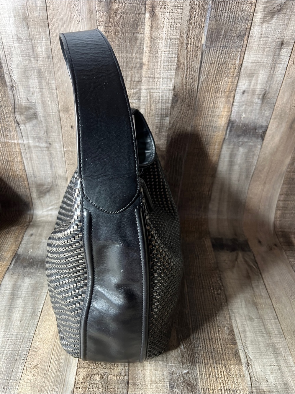 Coach Park Avery Woven Black Woven Shoulder Hobo Bag - Picture 3 of 10
